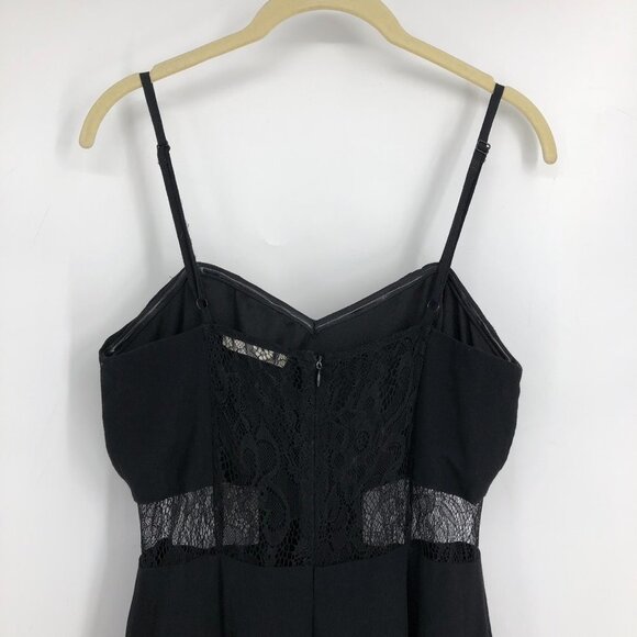 Lush Little Black Dress - cami strap mini dress w/ lace cutouts and trims M - Picture 6 of 14